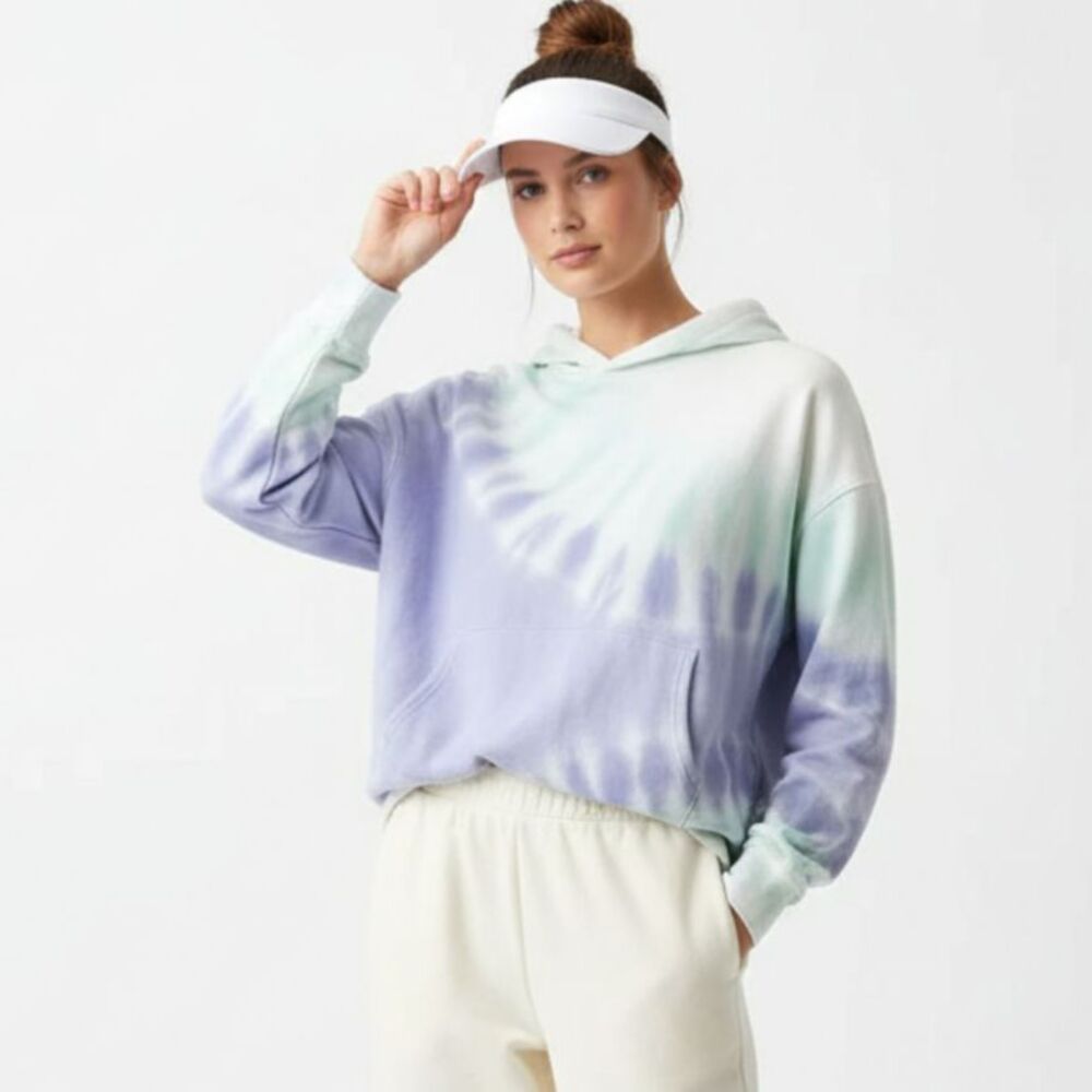 Wildfox White & Blue Cropped Hoody Long Sleeve Sweatshirt S